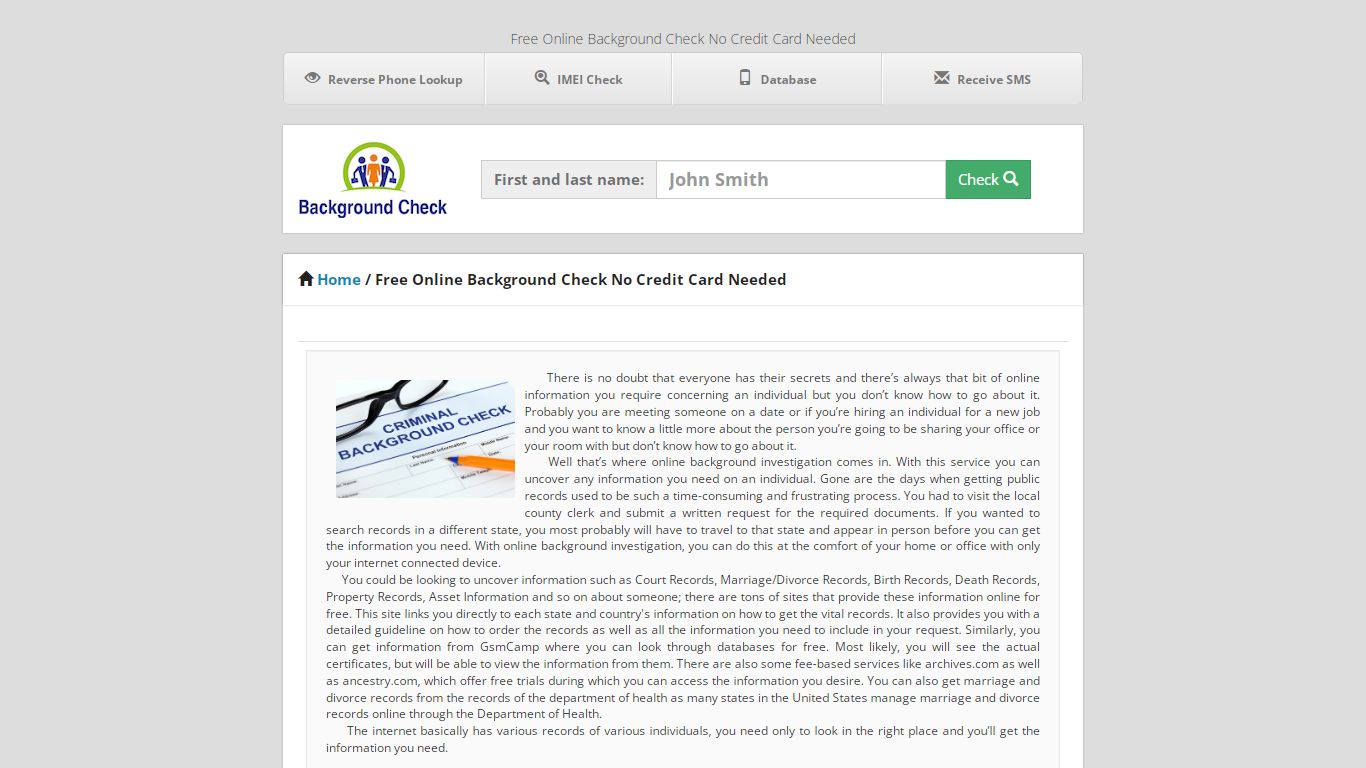 Free Online Background Check No Credit Card Needed